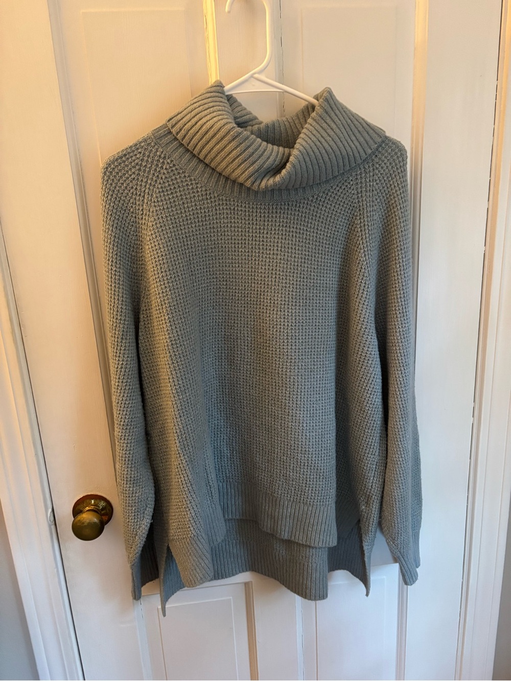 Old Navy Light Gray Waffle-Knit Cowl Neck Sweater